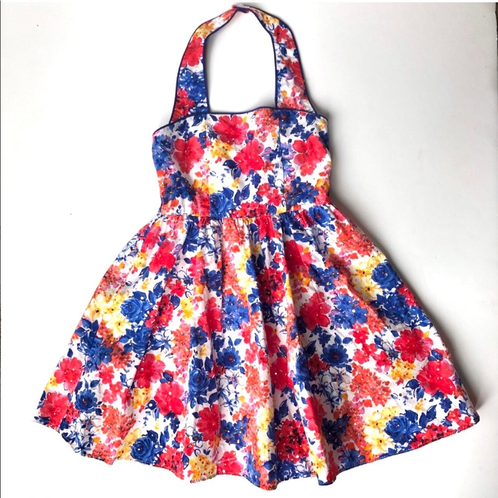 Emily West Floral Sequin Halter Dress - Picture 1 of 10